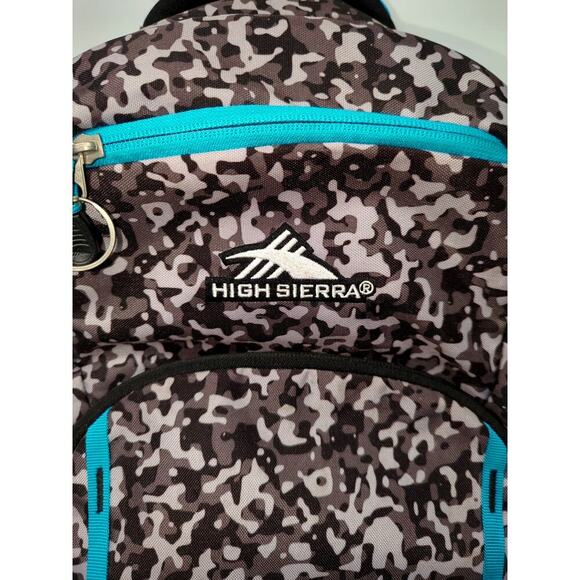 High Sierra Back Pack Book Bag Camo Black Gray Blue Polyester - Picture 2 of 10